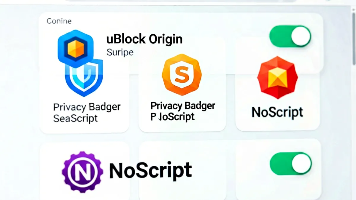 浏览器插件管理界面截图，展示了uBlock Origin和Privacy Badger等多个隐私保护插件同时启用的状态